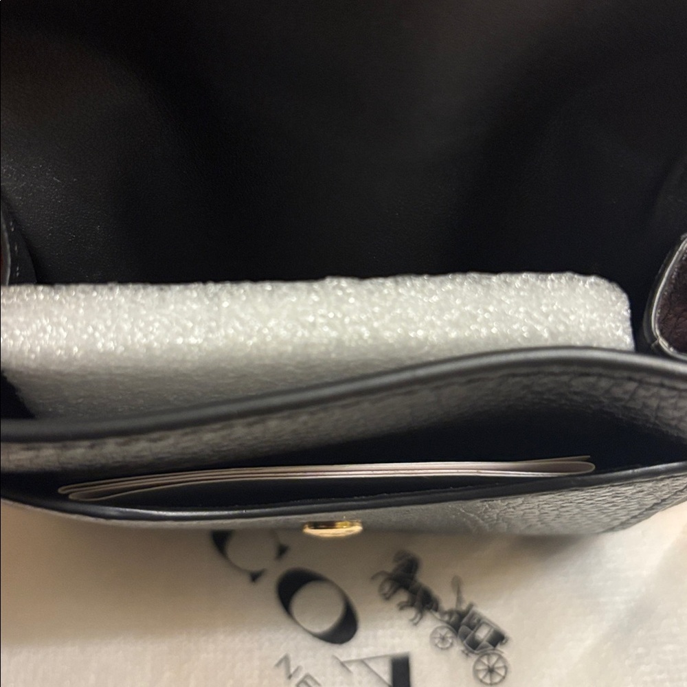 Coach Black Snap Wallet with Gold Horse and Carriage Buckel (Georgie) - Picture 7 of 9